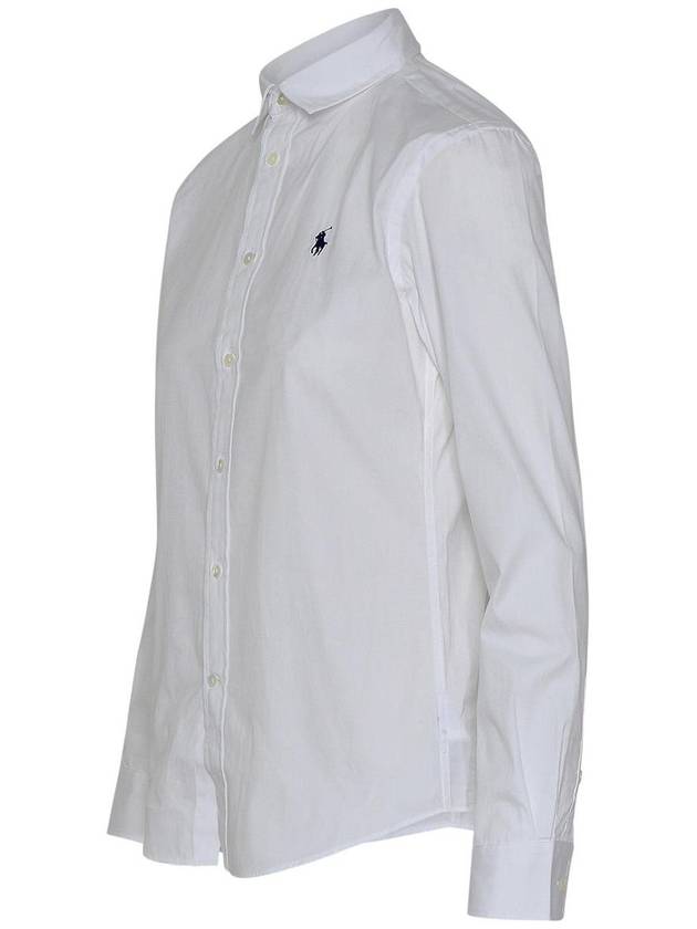 Embroidered Pony Logo Cotton Long Sleeve Shirt White - POLO RALPH LAUREN - BALAAN 3