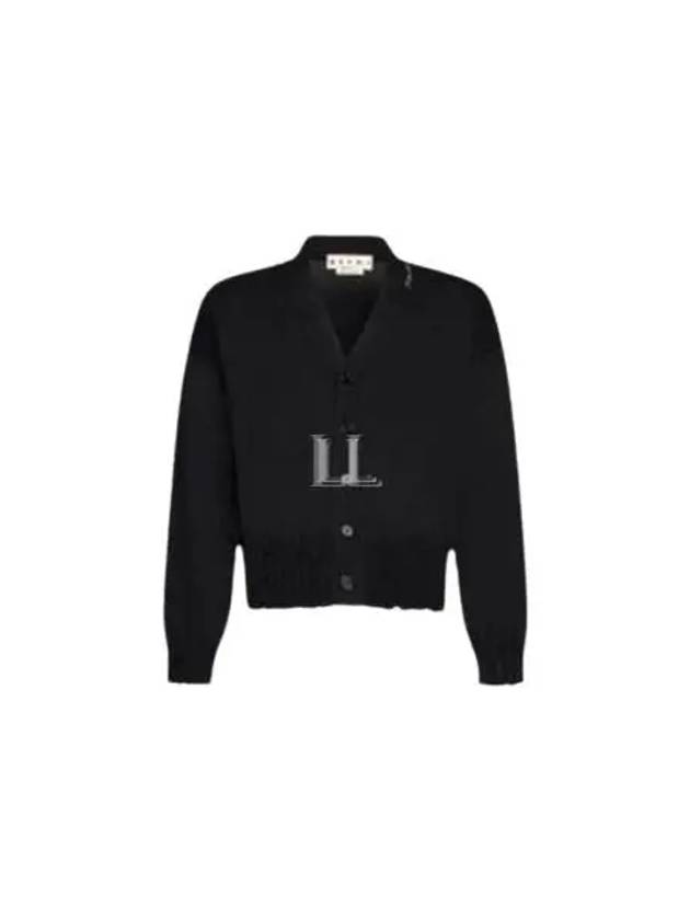 Embroidered Logo Distressed Cardigan Black - MARNI - BALAAN 2