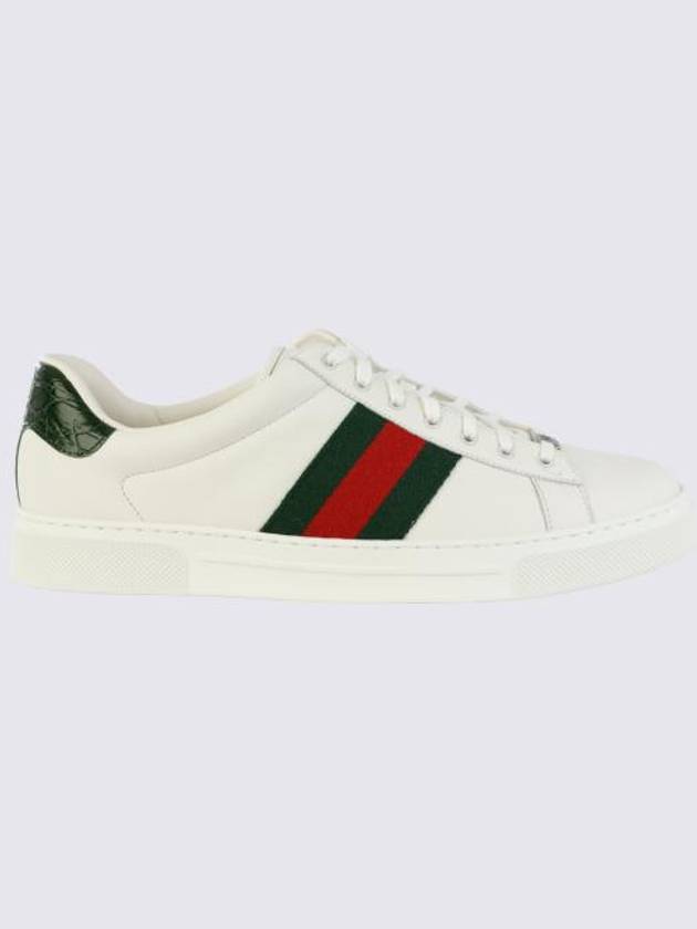 Ace Web Leather Low Top Sneakers White - GUCCI - BALAAN 3