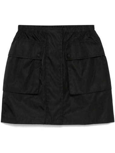 Re-Nylon Mini A-Line Skirt Black - PRADA - BALAAN 1