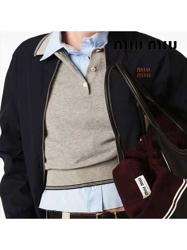 Panama Cotton Bomber Jacket Navy ML1051 12NS F0008 - MIU MIU - BALAAN 8