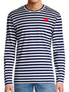 Red Heart Wappen Stripe Long Sleeve T-Shirt Blue P1 T0101 - COMME DES GARCONS - BALAAN 2