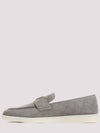 Triangle Logo Suede Loafers Grey - PRADA - BALAAN 3