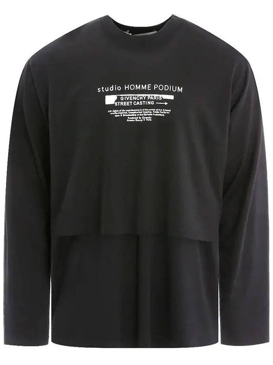 Studio Homme Layered Long Sleeve T-Shirt Black - GIVENCHY - BALAAN.