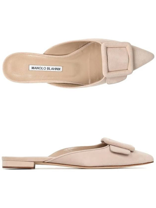 Women's Maysail Suede Flat Mule Nude - MANOLO BLAHNIK - BALAAN 2