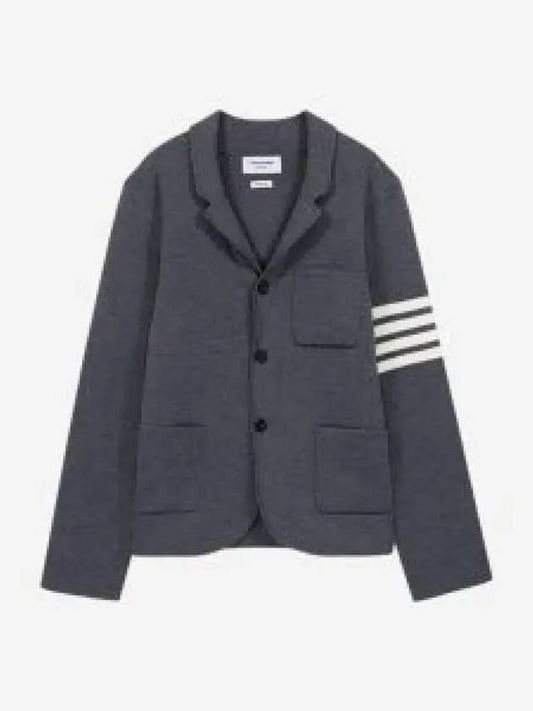 4 Bar Knit Blazer Jacket Mac Grey - THOM BROWNE - BALAAN 2