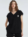 Towel V Neck Sleeveless Shirt Black - MANAVIS7 - BALAAN 1