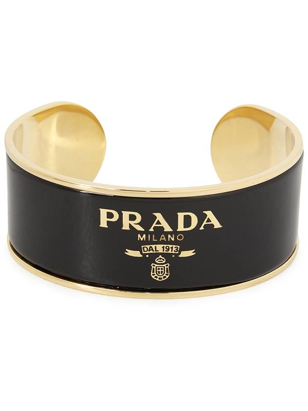 Enamel Metal Cuff Bracelet Gold Black - PRADA - BALAAN 2