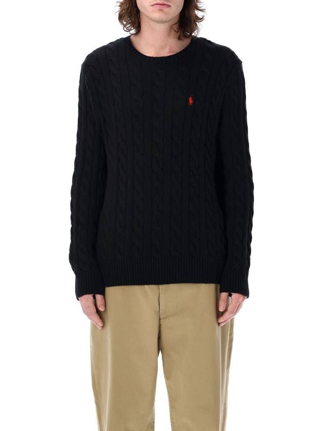 Embroidery Logo Cable Knit Top Black - POLO RALPH LAUREN - BALAAN 2