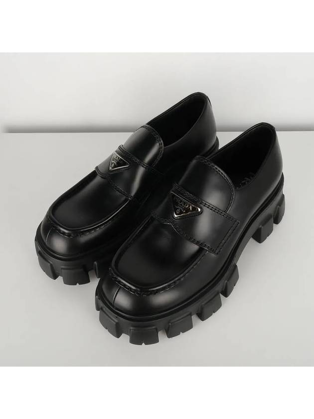 Monolith Brushed Leather Loafers Black - PRADA - BALAAN 3