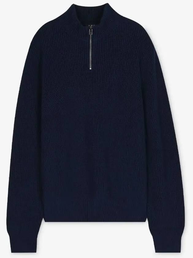 Mock Neck Half Zip-Up Knit Top Navy - A.P.C. - BALAAN 3