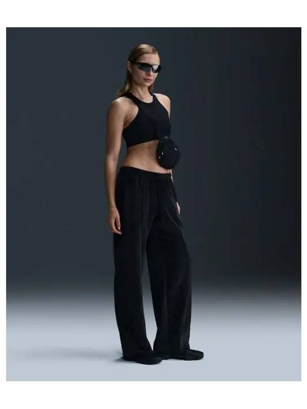 Sportswear Chill Knit Mid-Rise Velour Track Pants Black - NIKE - BALAAN 2