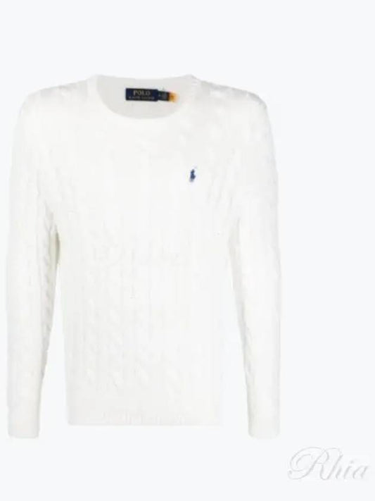 Embroidery Logo Cable Knit Top White - POLO RALPH LAUREN - BALAAN 2