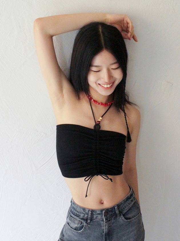 Wooden Beads Tube Top BLACK - RUBATI - BALAAN 4