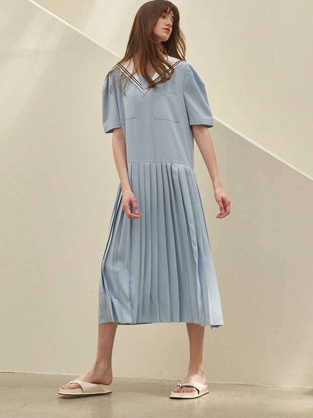 sailor collar pleated dress_light blue - MITTE - BALAAN 4