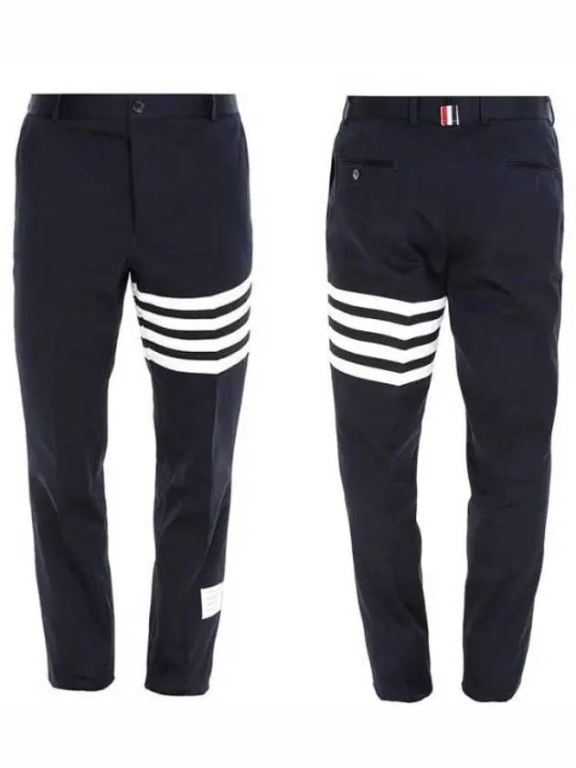 Diagonal Unconstructed Chino Straight Pants Navy - THOM BROWNE - BALAAN 2