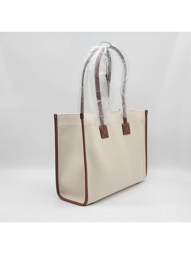 Freya Small Canvas Leather Tote Bag Natural Tan - BURBERRY - BALAAN 4