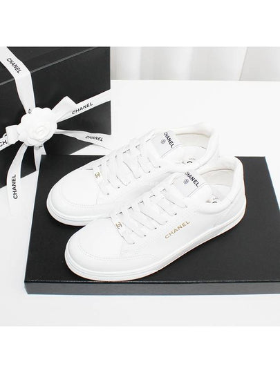 Logo Calfskin Low Top Sneakers White - CHANEL - BALAAN 2