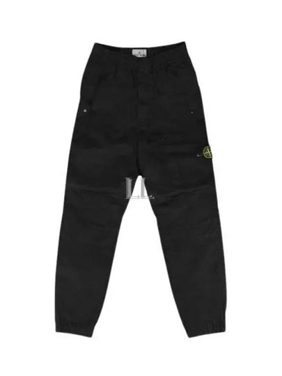 Logo Twill Cotton Cargo Track Pants Black - STONE ISLAND - BALAAN 2