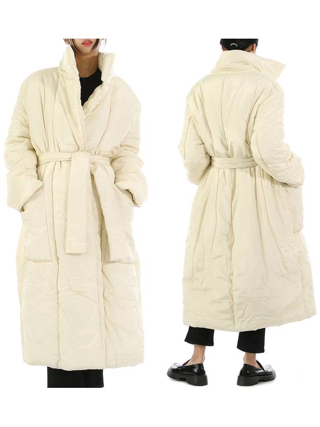 Women's Quilted Overfit Wrap Coat Almond Milk - LEMAIRE - BALAAN.