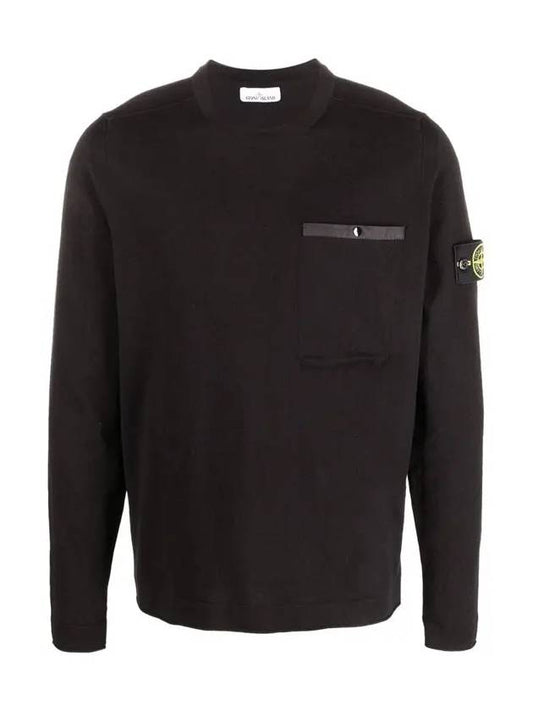 Wappen Patch Low Pocket Knit Top Black - STONE ISLAND - BALAAN 2