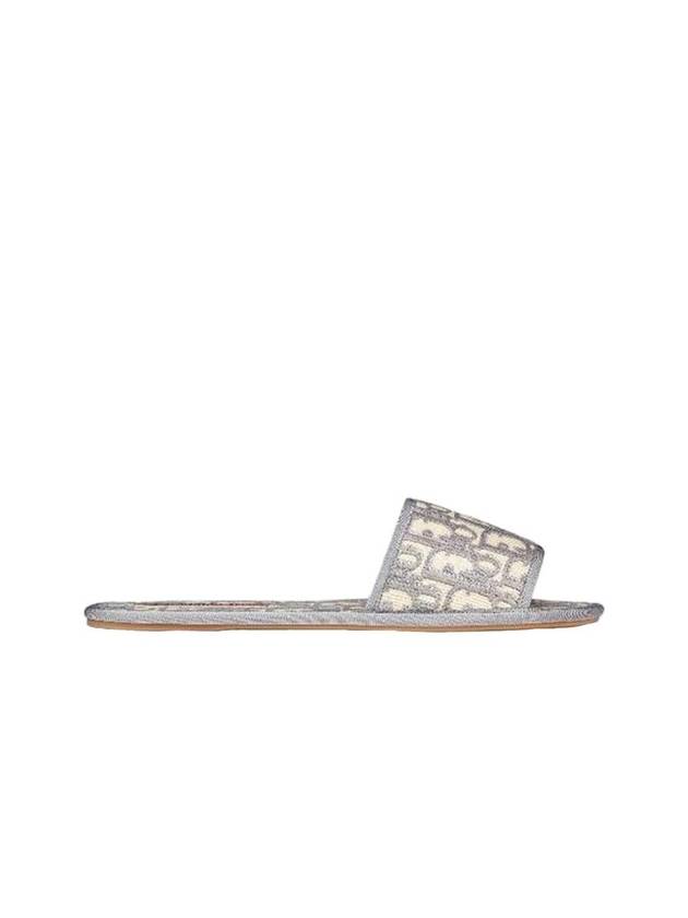 Chez Moi Oblique Embroidered Cotton Slippers Grey - DIOR - BALAAN 1