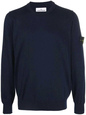 Logo Patch Knit Top Navy - STONE ISLAND - BALAAN 1