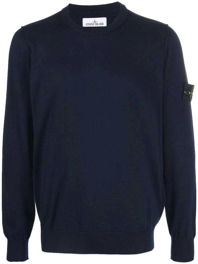 Logo Patch Knit Top Navy - STONE ISLAND - BALAAN 1