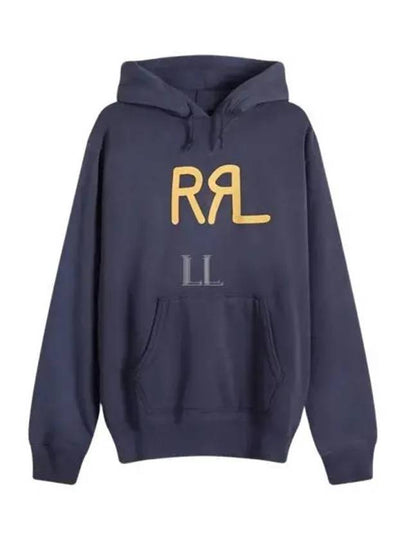 RRL Logo Print Pullover Hoodie Navy - POLO RALPH LAUREN - BALAAN 2