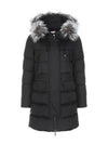 Women's Afroti Aphroti Silver Fox Fur Down Long Padding Black - MONCLER - BALAAN.