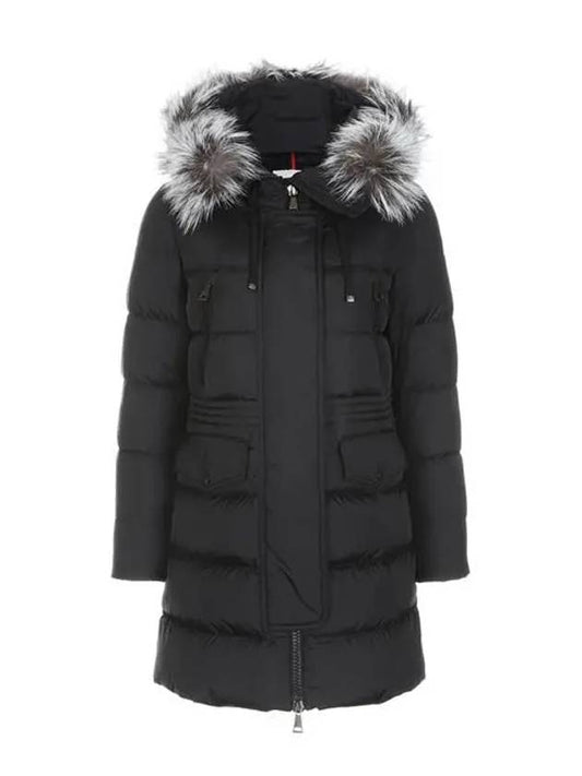 Women's Afroti Aphroti Silver Fox Fur Down Long Padding Black - MONCLER - BALAAN 2