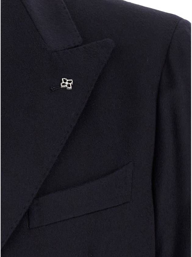 'Montecarlo' Blue Double-Breasted Jacket With Logo Pin In Tech Wool Man - TAGLIATORE - BALAAN 3