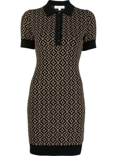 Michael Kors Ladies Brown Logo Jacquard Polo Dress, Size X-Small - MICHAEL KORS - BALAAN 1