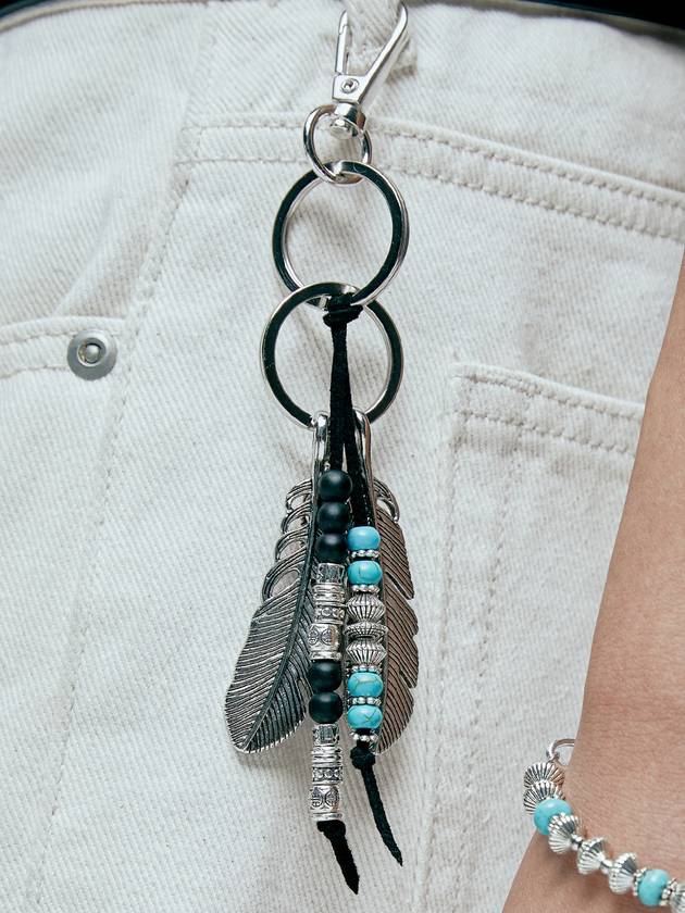 Navajo Feather Beads Keyring Black - KND - BALAAN 3