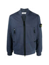 Wappen Patch Zip-up Bomber Jacket Dark Blue - STONE ISLAND - BALAAN 1