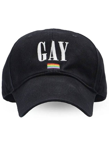 rainbow embroidered cotton ball cap black - BALENCIAGA - BALAAN 1