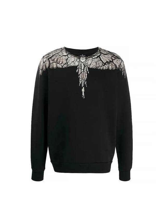 Wing Print Round Neck Sweatshirt Black - MARCELO BURLON - BALAAN 1