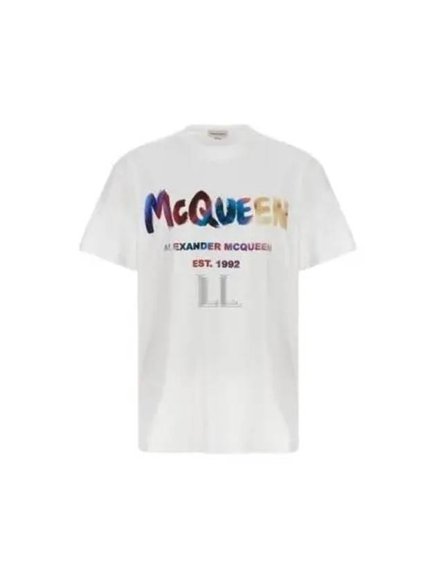 Graffiti Logo Short Sleeve T-Shirt White - ALEXANDER MCQUEEN - BALAAN 2