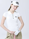 Cool Tetched Polo Collar Rib Span White Cap Sleeve Short Sleeve Knit DO3242KT001 1 - DOYOUKNOWMC GOLF WEAR - BALAAN 3