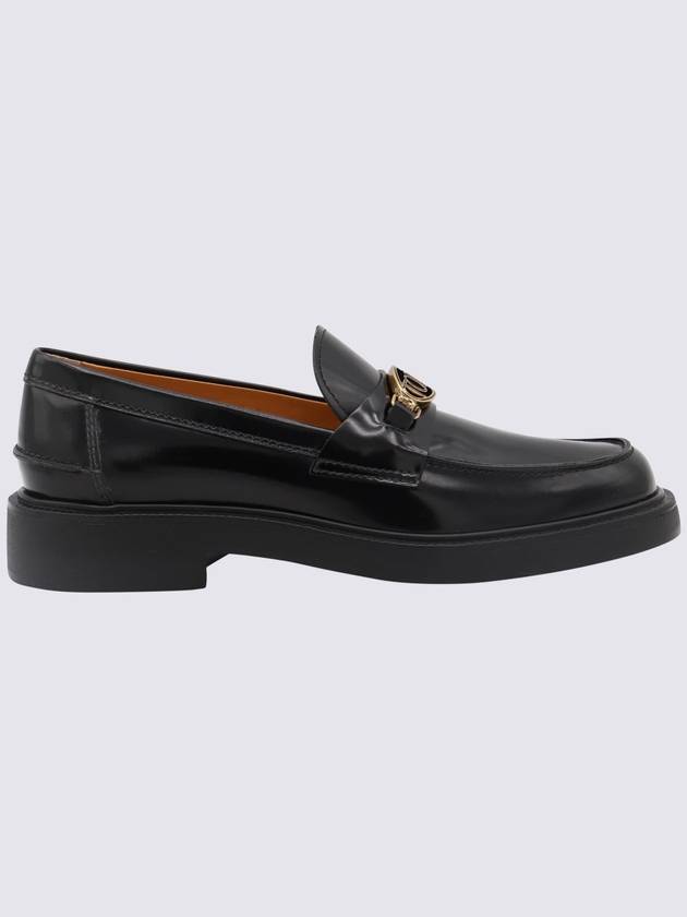 Metal Logo Leather Loafers Black - TOD'S - BALAAN 3