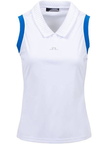 Golfwear Women's Glass Sleeveless Top White Blue - J.LINDEBERG - BALAAN 1