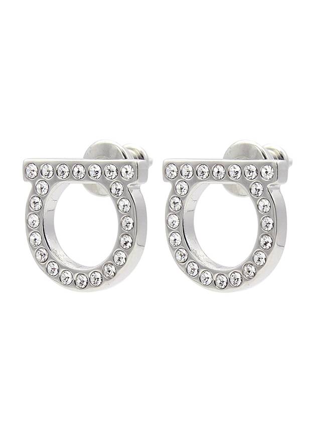 Gancini Crystal Large Earrings Silver - SALVATORE FERRAGAMO - BALAAN 3