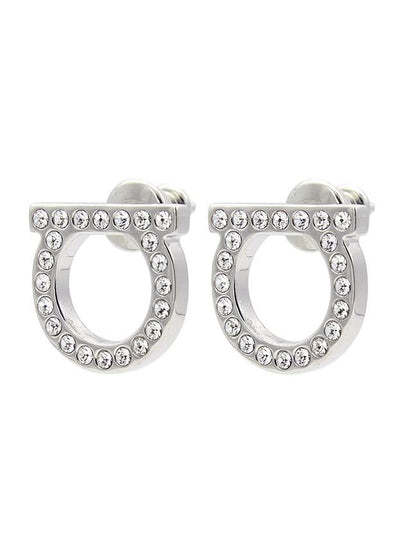 Gancini Crystal Large Earrings Silver - SALVATORE FERRAGAMO - BALAAN 2