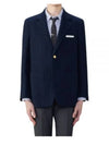 Tricolor Stripe Tweed Single Breasted Jacket Navy - THOM BROWNE - BALAAN 2