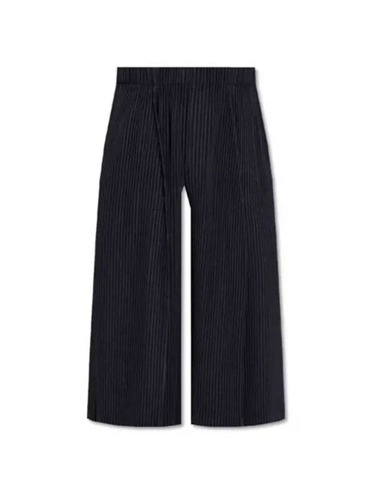 Pleated Cropped Wide Pants Dark Navy - ISSEY MIYAKE - BALAAN 2