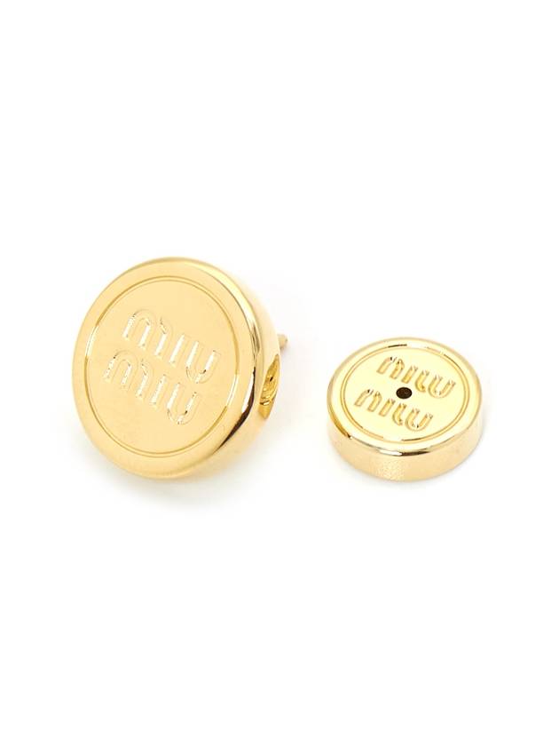 Round Logo Earrings Gold - MIU MIU - BALAAN 8