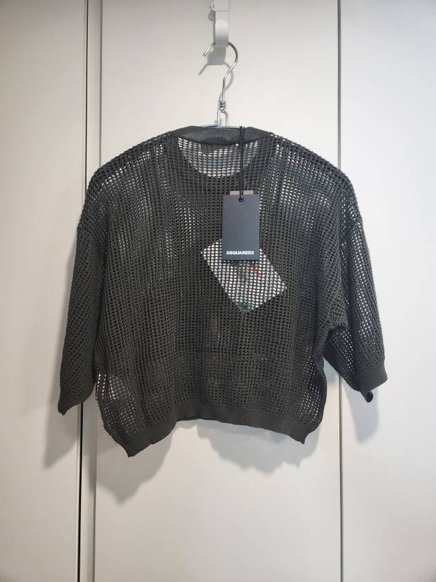 Olive Cropped Net Sweater - DSQUARED2 - BALAAN 2