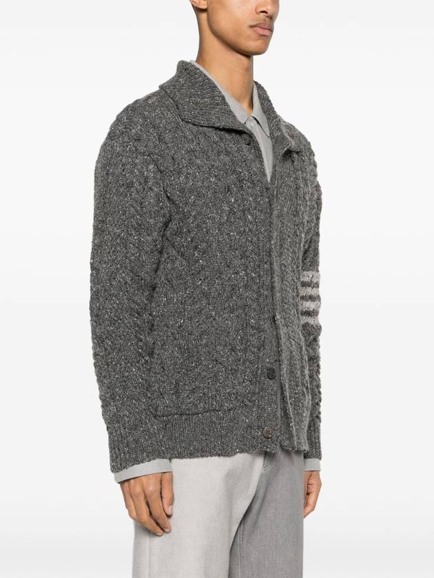 4-Bar Arm Band Knit Cardigan Grey - THOM BROWNE - BALAAN 5