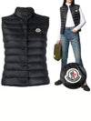 Women's Liane Logo Patch Padded Vest Black - MONCLER - BALAAN.