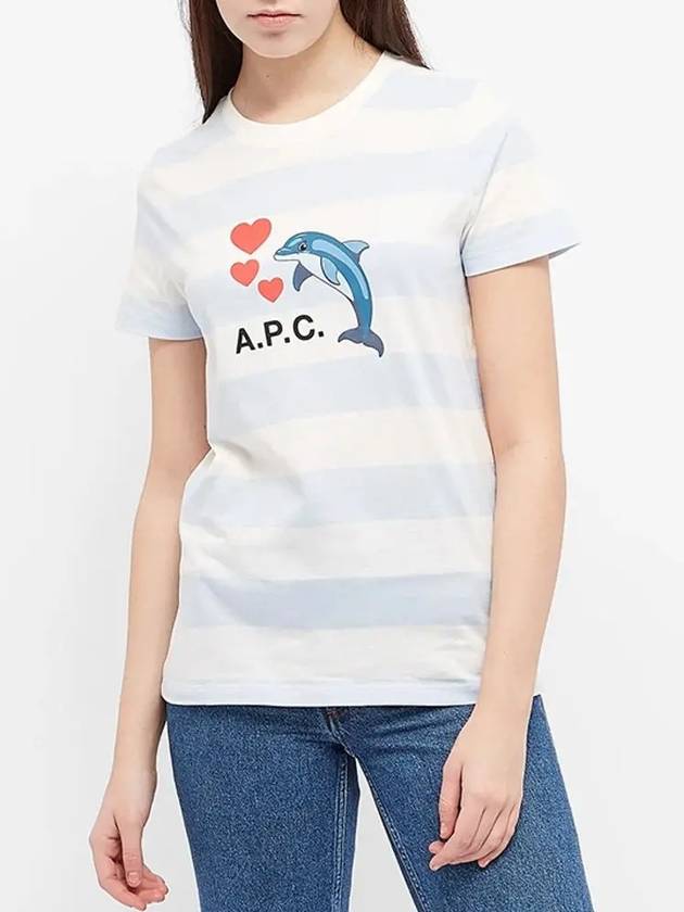 Chloe Dolphin Logo Striped Short Sleeve T-Shirt Blue - A.P.C. - BALAAN 4